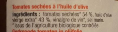 Pomodori essiccati Tomates séchées à l'huile d'olive ingredients label