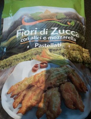 Fiori di zucca con alici e mozzarella front packaging