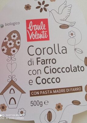 Corolla di farro con cioccolato e cocco front packaging