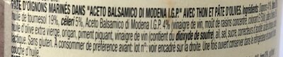 Patè di cipolle marinate ingredients label