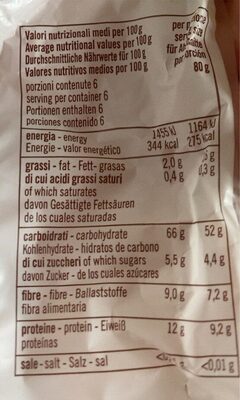 Ditalini rigati integrali nutrition facts table