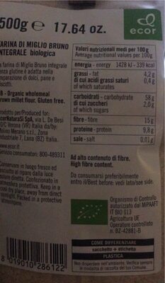 Farina di miglio bruno integrale