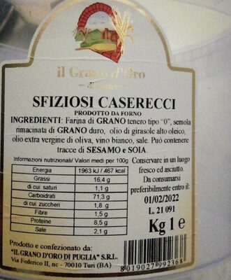 Sfiziosi caserecci front packaging