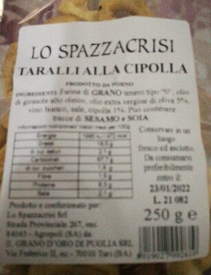Tarallucci alla cipolla front packaging
