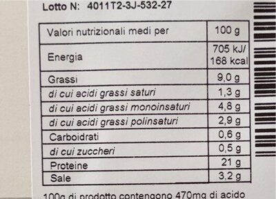 Salmone scozzese affumicato nutrition facts table