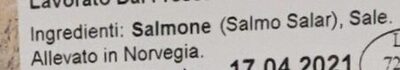 Salmone norvegese affumicato ingredients label