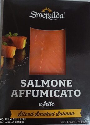 Salmone affumicato a fette front packaging