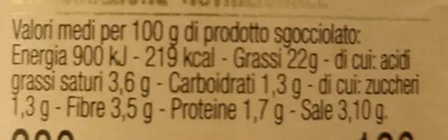 olive taggiasche in salamoia nutrition facts table