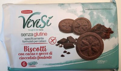 Biscotti con cacao e gocce di cioccolato fondente front packaging