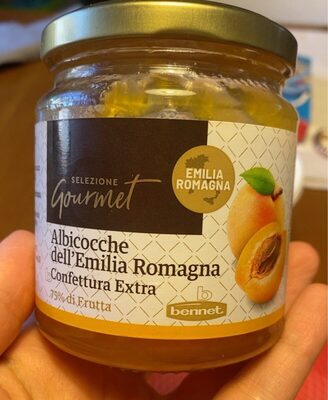 Confettura extra Alibicocche dell'Emilia Romagna 75% di frutta front packaging
