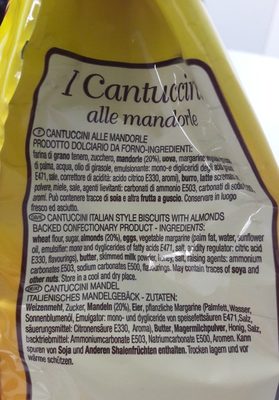 Cantuccini alle mandorle ingredients label