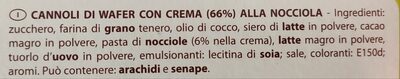 Cannoli alla Nocciôa ingredients label