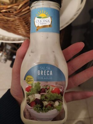 Salsa greca con aglio front packaging
