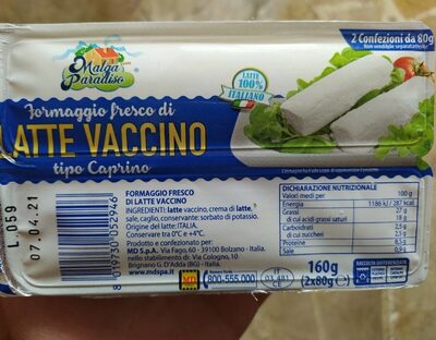 Formaggio fresco di latte vaccino tipo caprino