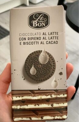 Cioccolato al latte con ripieno al latte e biscotti al cacao