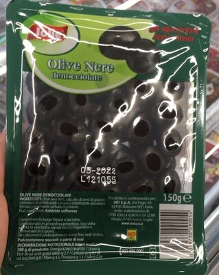 Olive nere denocciolate front packaging