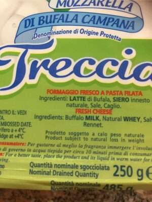 Mozzarella di bufala de campagne ingredients label