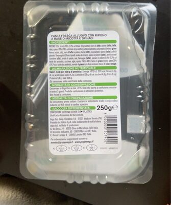 Tortelloni con ricotta e spinaci front packaging