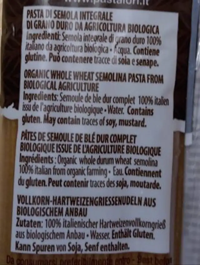 Espaghetti 1403 ingredients label