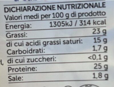 Edamer a cubetti nutrition facts table