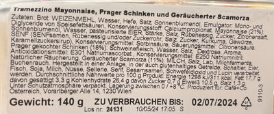 2 tramezzini ingredients label