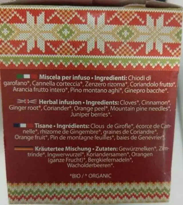 La tisana di Natale nutrition facts table