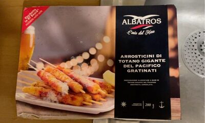 Arrosticini di totano gigante del pacifico gratinati