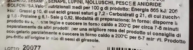 Fiori di Zucca con Ricotta e Provola Pastellati nutrition facts table