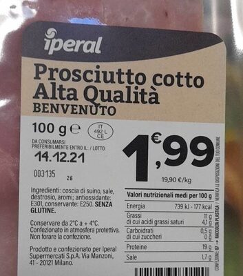 Prosciutto cotto alta qualità