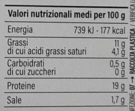Prosciutto cotto alta qualità nutrition facts table