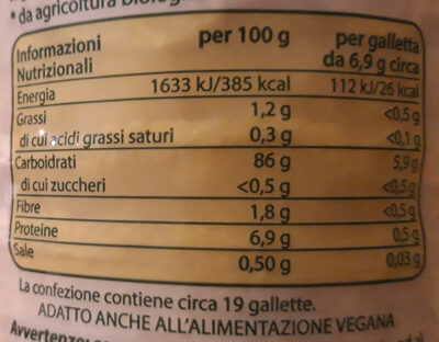 Le Mais Bio nutrition facts table
