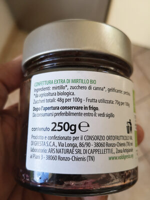 confettura extra di mirtilli bio