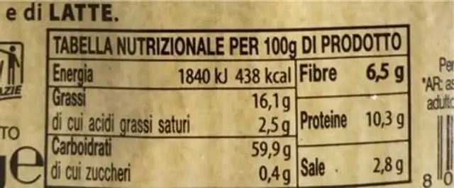 Cè taràdd nutrition facts table