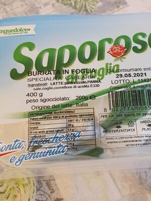 Burratina in sfoglia front packaging