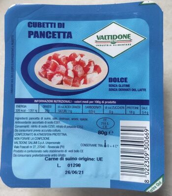 Cubetti Di pancetta front packaging