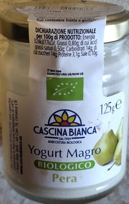 Yogurt magro biologico alla pera front packaging
