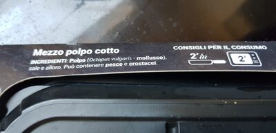 Mezzo polpo cotto ingredients label