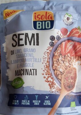 Semi di lino, grano saraceno, lamponi, mirtilli e fragole