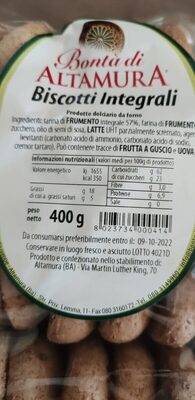 Biscotti integrali front packaging