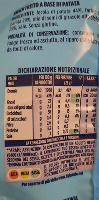 Sfogliate di patate nutrition facts table