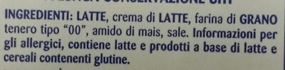 besciamella a lunga conservazione uht ingredients label
