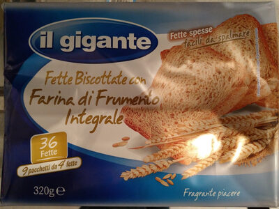 fette biscottate con farina di frumento integrale front packaging