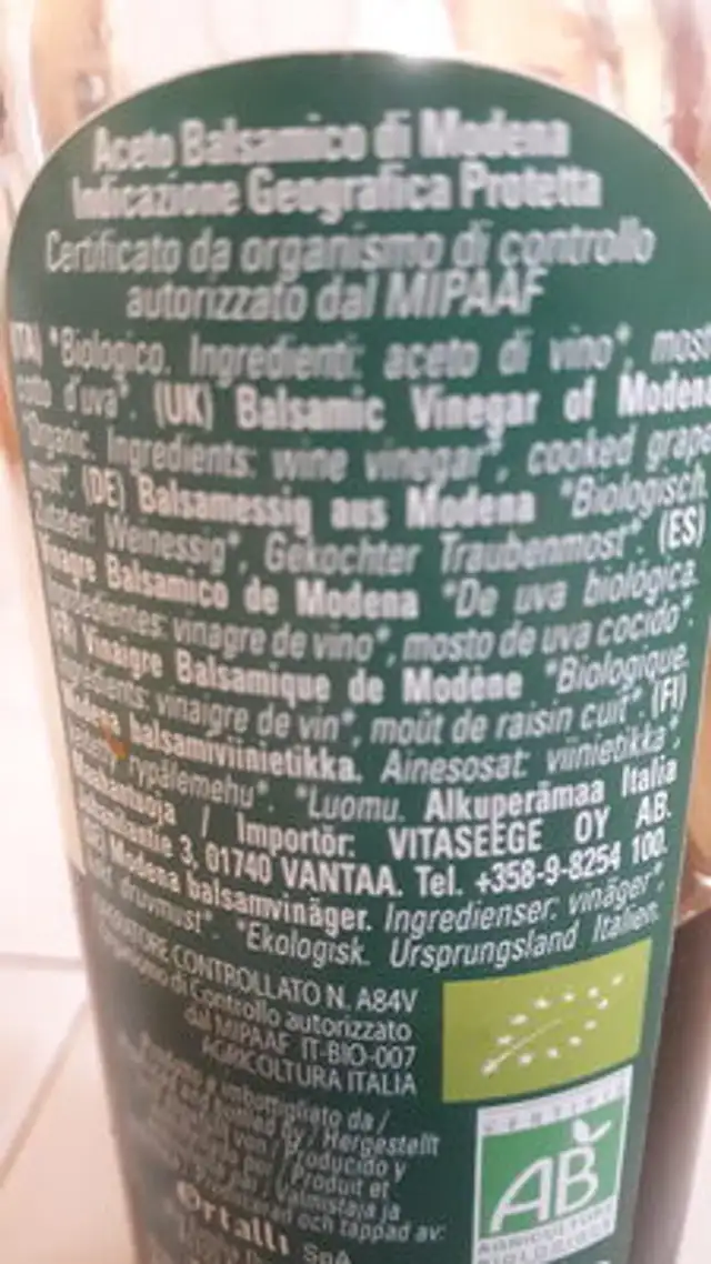 Aceto Balsamico Di Modena nutrition facts table