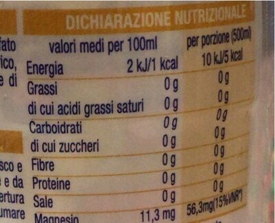 Defaticante con magnesio nutrition facts table