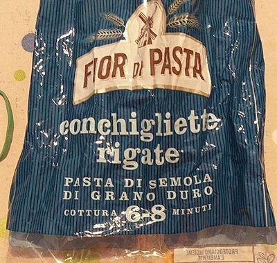 conchigliette rigate di pasta di semola di grano duro front packaging