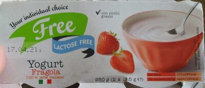 Yogurt fragola senza lattosio front packaging