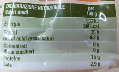 Wurstel Pollo Tacchino e Suino nutrition facts table