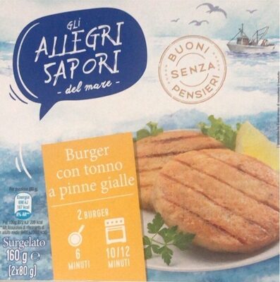 Burger con tonno a pinne gialle front packaging