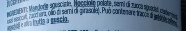 Vitality Mix ingredients label