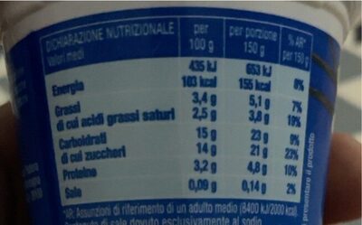 Yogurt cremoso intero Vaniglia nutrition facts table